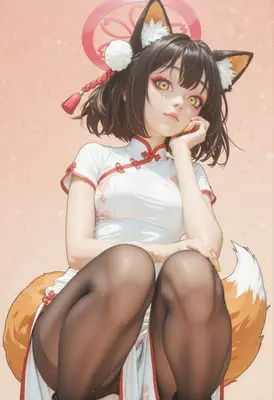 Fox Girl in Traditional Cheongsam