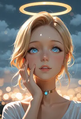 Ethereal Angel Under Twilight Skies