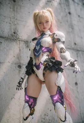 Cybernetic Blonde Warrior in Tactical Gear