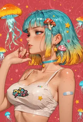 Jellyfish Dreamer with Vibrant Hair