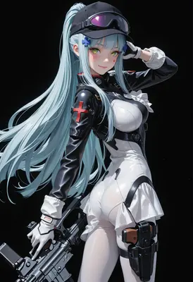 Tactical Operator with Long Blue Hair