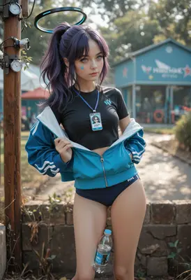 Athletic Halo Girl in Sports Gear