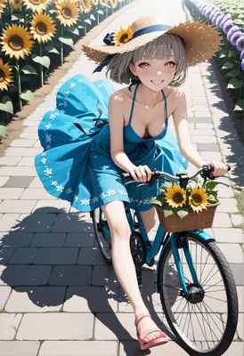 Summer Bike Ride Through Sunflowers