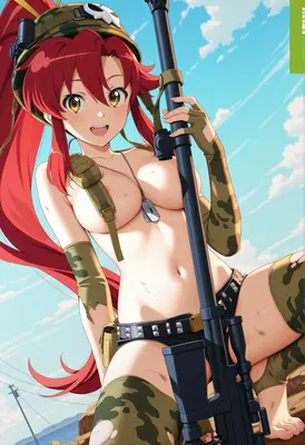 Red Haired Sniper in Military Gear