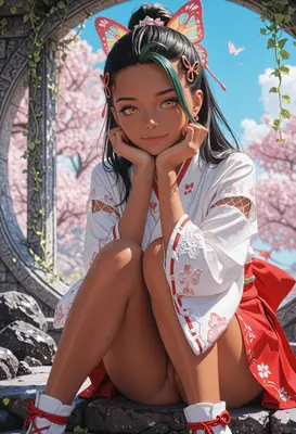 Butterfly Maiden Among Cherry Blossoms