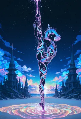 Celestial Dancer of the Neon Tide