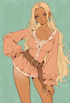 Sun-Kissed Blonde in Peach Ruffles