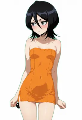 Rukia Kuchiki in an Orange Towel