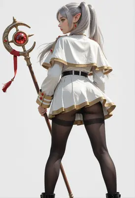Silver Haired Elf Mage with Staff