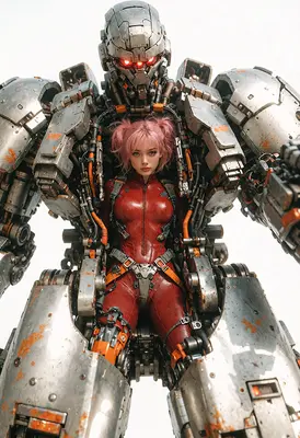 Pilot and Her Heavy Combat Mech