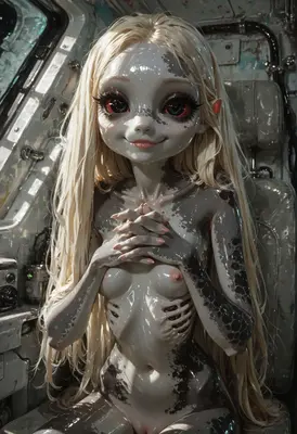 Ethereal Being with Glossy Metallic Skin