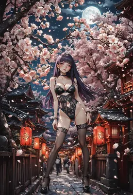 Midnight Sakura Lingerie Stroll