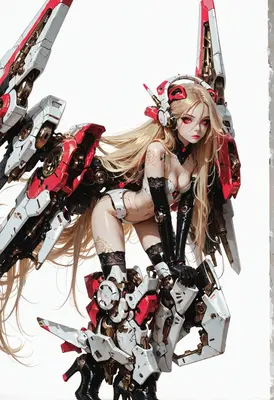 Cybernetic Angel in Red and White