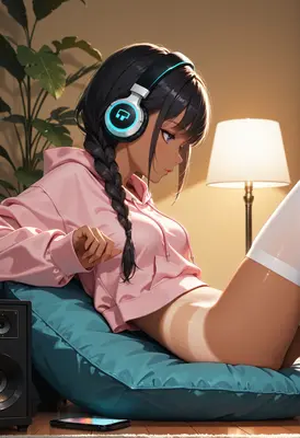 Relaxing Beats in Soft Pink Hoodie