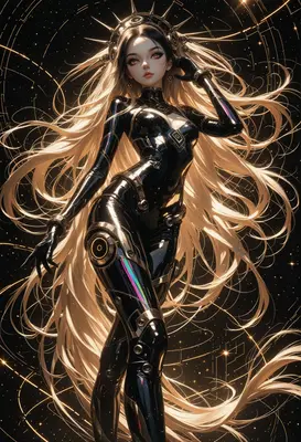 Celestial Goddess in Cybernetic Armor