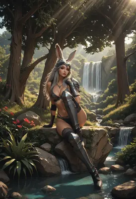 Armored Bunny Warrior in Enchanted Forest