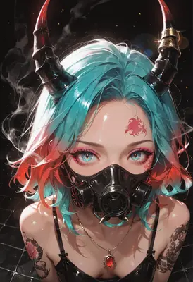Neon Horns and Cyberpunk Gas Mask
