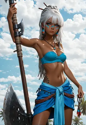 Tribal Warrior with Battle Axe