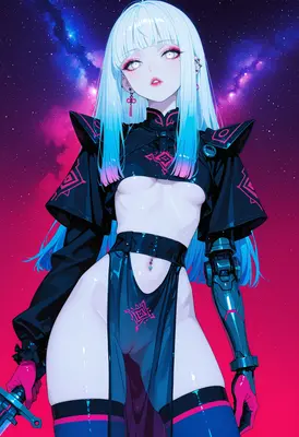 Cybernetic Warrior Under Starry Skies