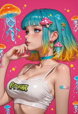 Dreamy Jellyfish Girl With Pastel Vibes