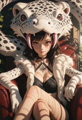 Snow Leopard Queen on Velvet Throne