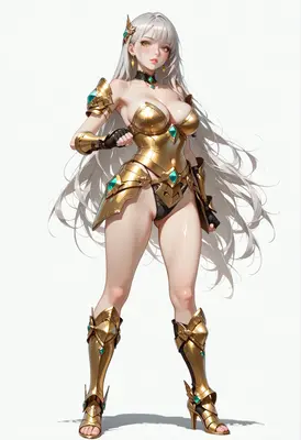 Golden Valkyrie Warrior with Silver Hair