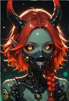 Cybernetic Demon Girl with Glowing Eyes
