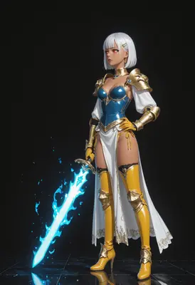 White Haired Knight with Radiant Blade