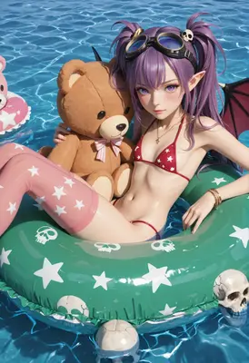 Purple Haired Demon Girl Summer Fun