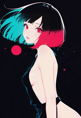 Vibrant Dual Tone Anime Portrait