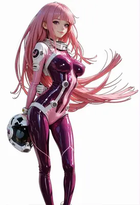 Pink Haired Pilot in Shiny Suit