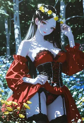 Enchanting Maiden in a Floral Forest