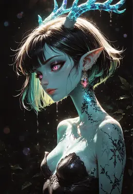 Enchanted Forest Nymph with Glowing Antlers