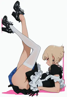 Stylish Maid With Elevated Legs