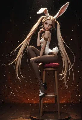 Ethereal Bunny Girl on Stool
