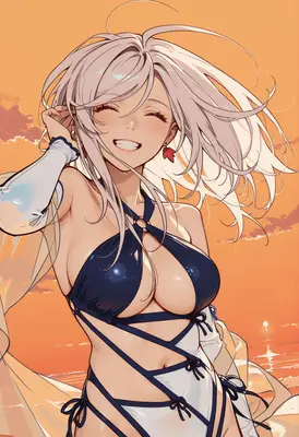 Radiant Summer Beach Sunset Smile