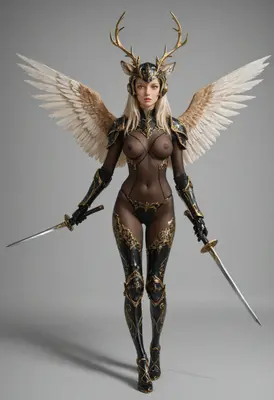 Celestial Fawn Warrior with Dual Blades