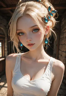 Ethereal Blonde With Sapphire Jewelry
