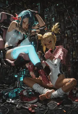 Cybernetic Duo in the Tech Workshop