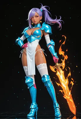 Warrior Princess with Flaming Blade