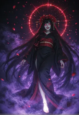 Ethereal Demon Queen in Crimson Halo