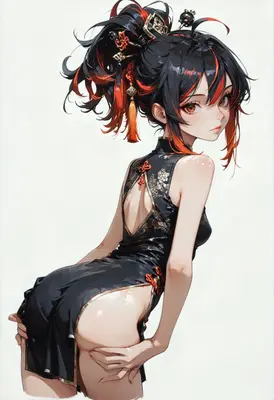 Elegant Anime Girl in Cheongsam