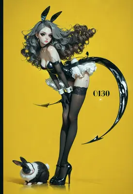 Stylish Bunny Girl with Devil Tail