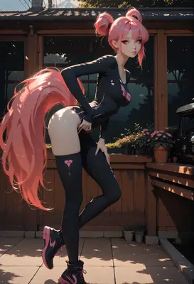 Pink Haired Fox Girl In Black