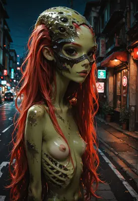 Alien Hybrid in Neon City Streets