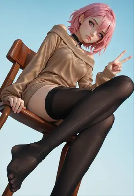 Pink Haired Girl in Sweater