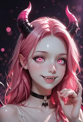 Playful Pink Haired Succubus Portrait