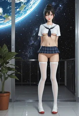 Stargazing Schoolgirl in Orbital View