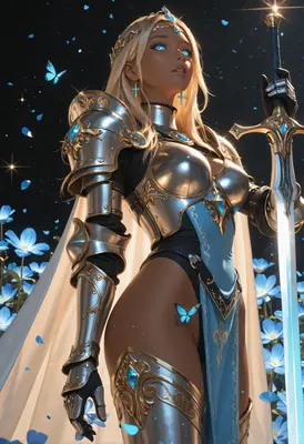 Radiant Knight with Glowing Blue Sword