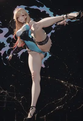 Dynamic Blonde Fighter in High Heels